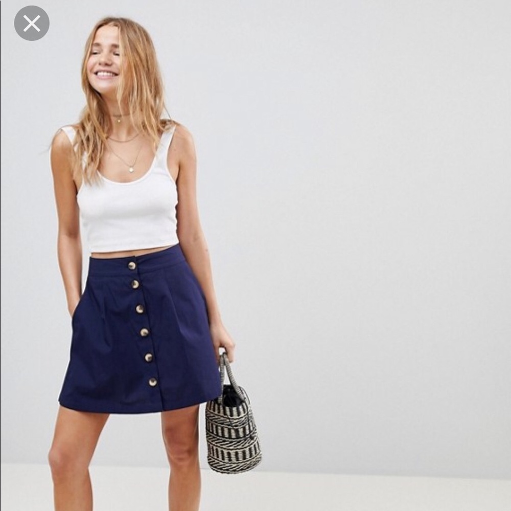 ASOS Cotton Mini Skater Skirt With Button Front 12